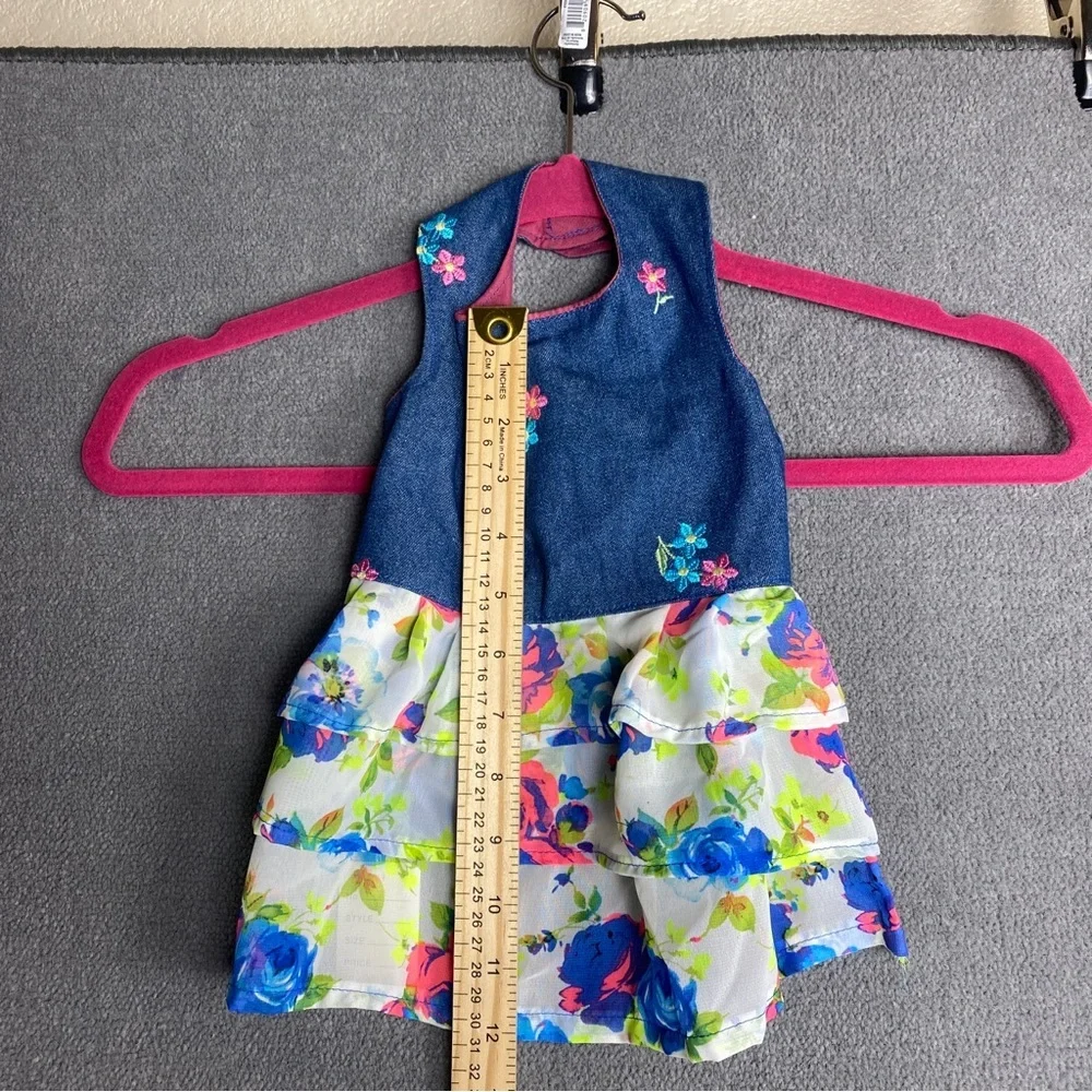 Denim floral dog dress size M